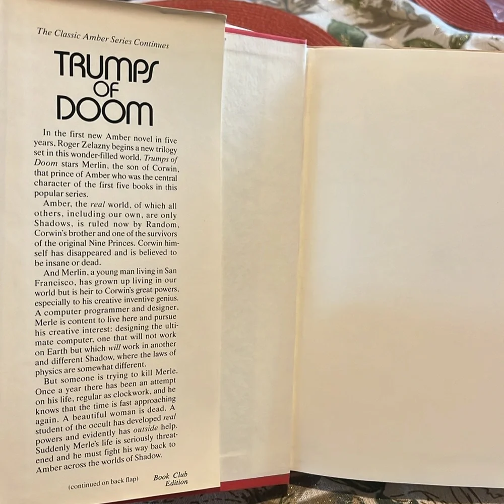 Trumps of Doom by Roger Zelazny 1985, Arbor House hardcover dust jacket Vintage